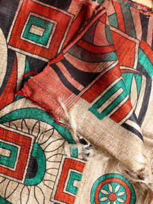 Abstract-printed-ecru, pure-tussar-silk-dupatta