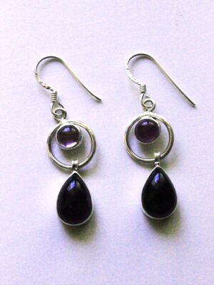 Amethyst-pure silver earring