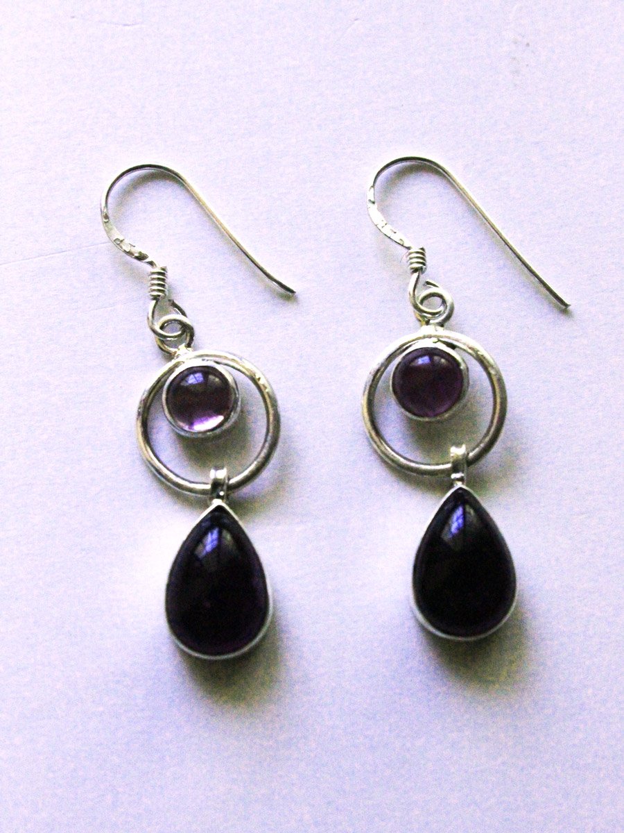 Amethyst-earring Amethyst-pure silver earring