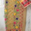 Beige-Brown-Phulkari-embroidered-cotton-punjabi-salwar-fabric