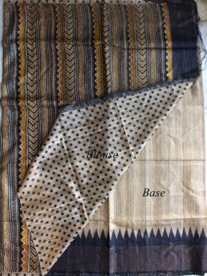 Beige-black-and-yellow-tasar-katia-silk-saree