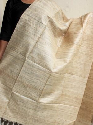 Beige-undyed-ghicha-tassar-silk-dupatta