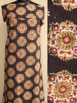 Black-Bagru-hand-Block-Printed-kanthawork-cotton-fabric