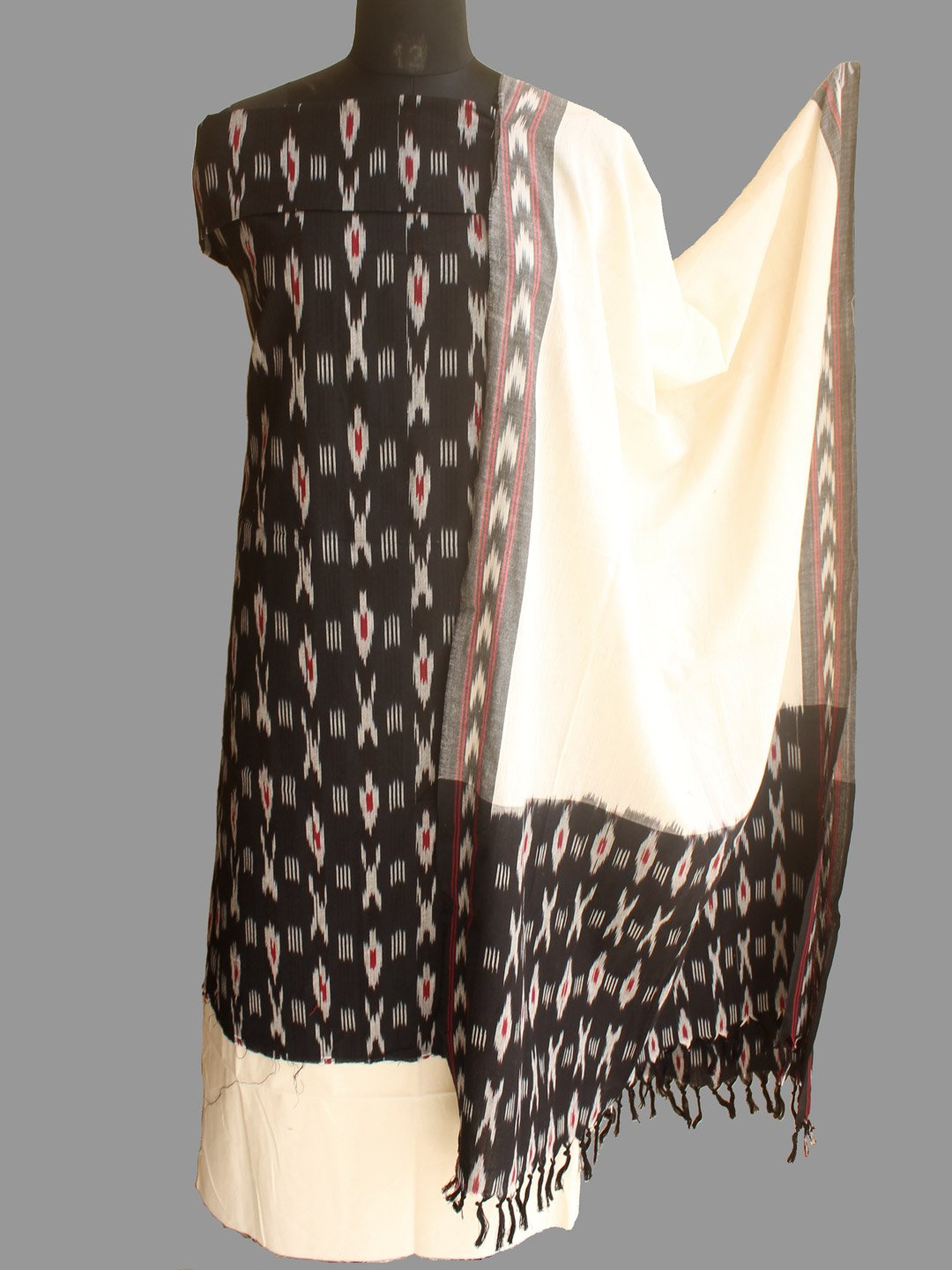 Black-and-ivory-ikat-cotton-suit-set- Black-and-ivory-ikat-cotton-suit-set-