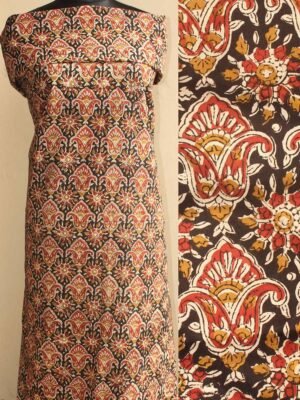 Black-and-red-bagru-hand-Block-printed-cotton-kurta-fabric