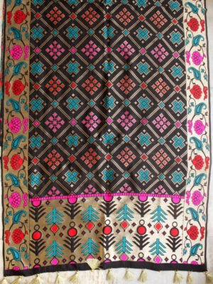 Black-meenakari-banarasee-art-katan-silk-dupatta