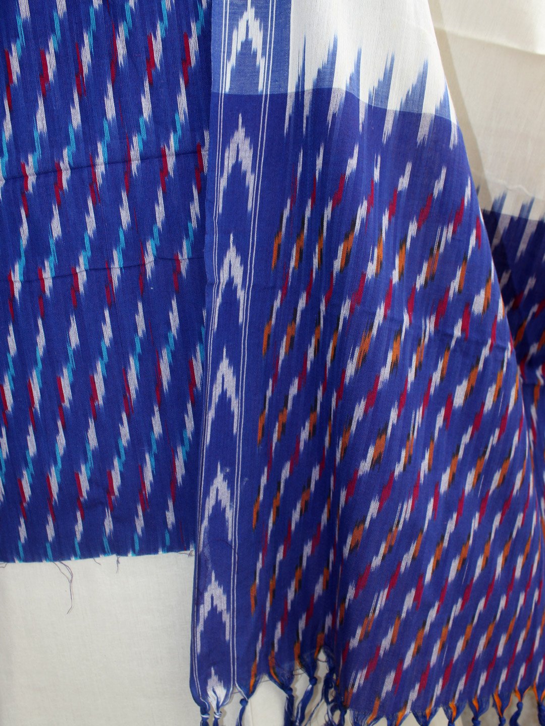 Blue-and-white-ikkat-cotton-dress-material