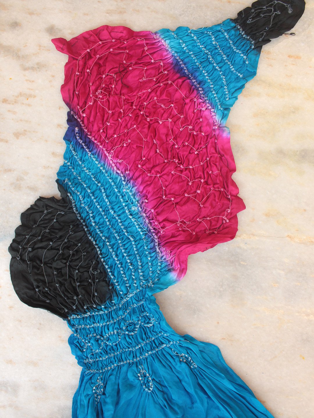 Blue-black-and-magenta-artsilk-tie-and-dye-dupatta
