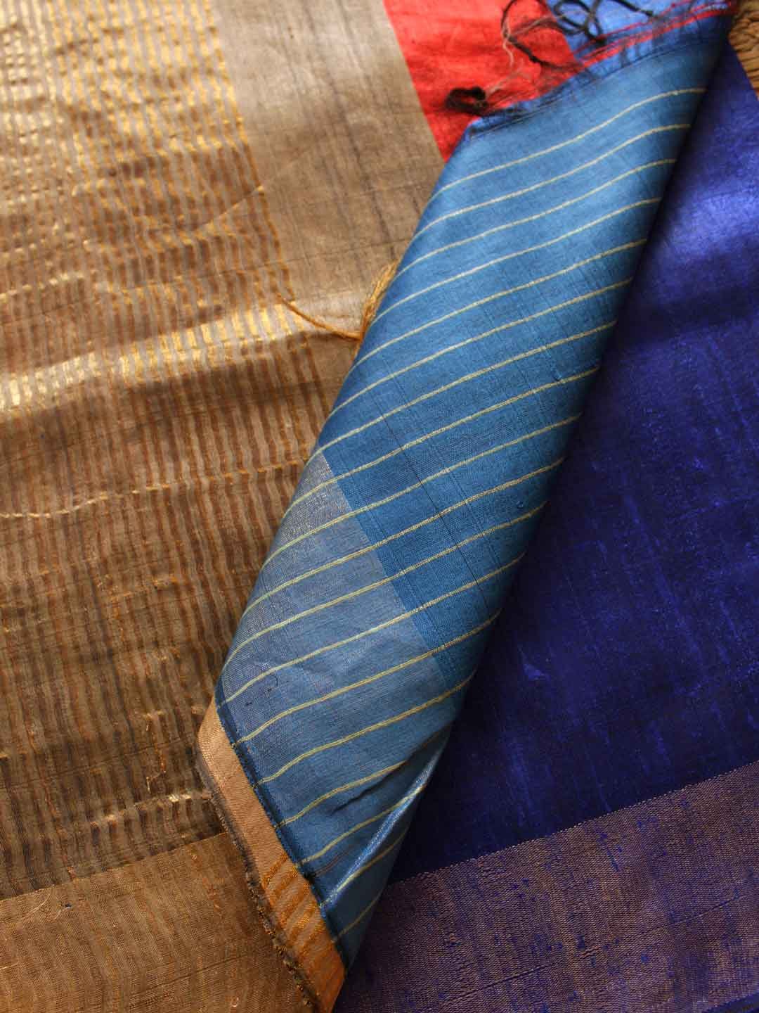 Blue-tussar-dupion-silk-saree Blue-tussar-dupion-silk-saree