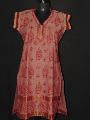 Brick-red-chikankari-kurti