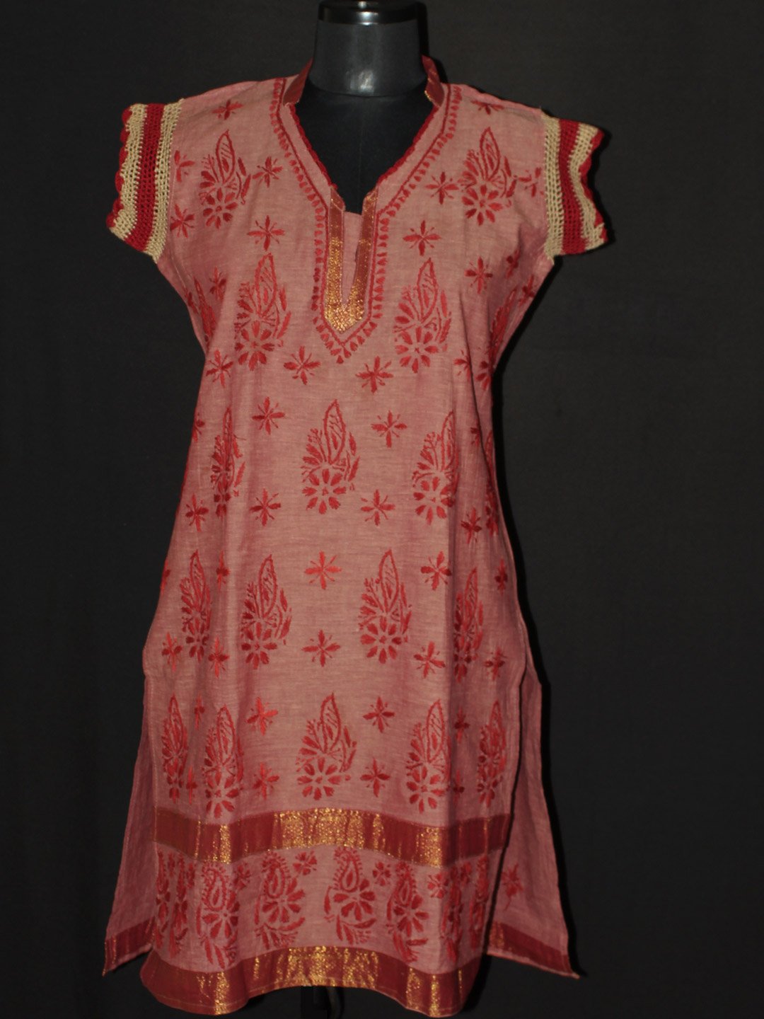 Brick-red-chikankari-kurti Brick-red-chikankari-kurti