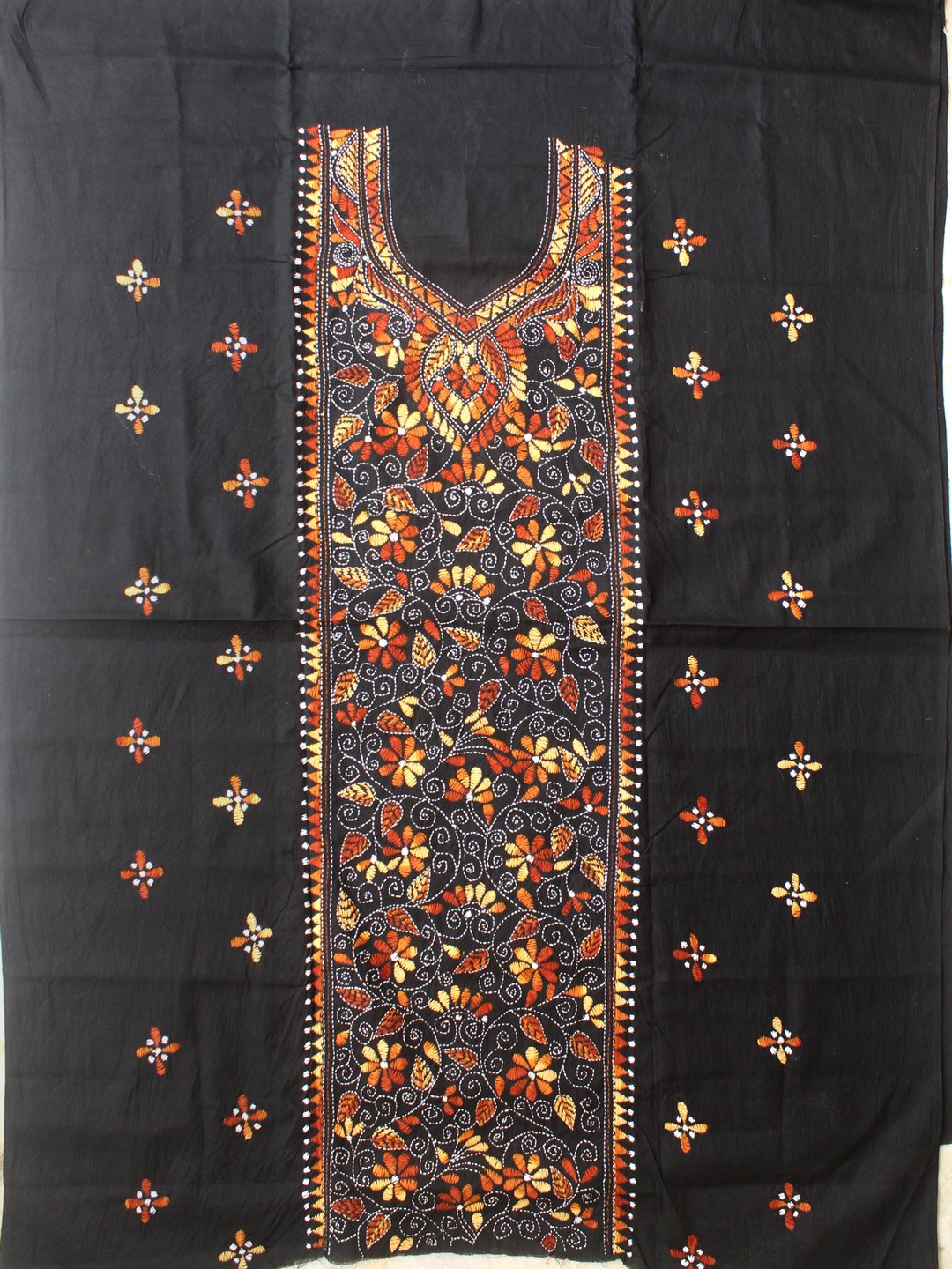 Brown-Kanthaawork-on-black-cotton-ladies-kurta