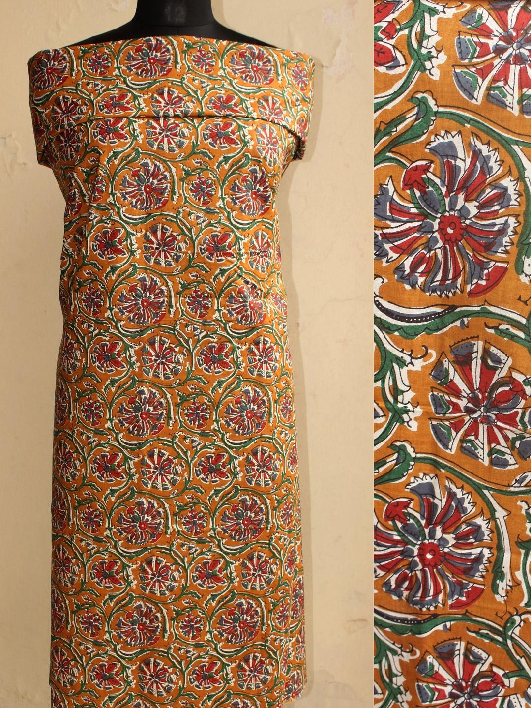 Brown-yellow-block-printed-cotton-fabric Brown-yellow-block-printed-cotton-fabric
