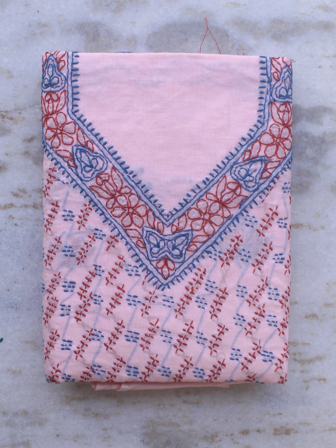Chikankari-embroidered,-pink-cotton-dress-material Chikankari-embroidered,-pink-cotton-dress-material