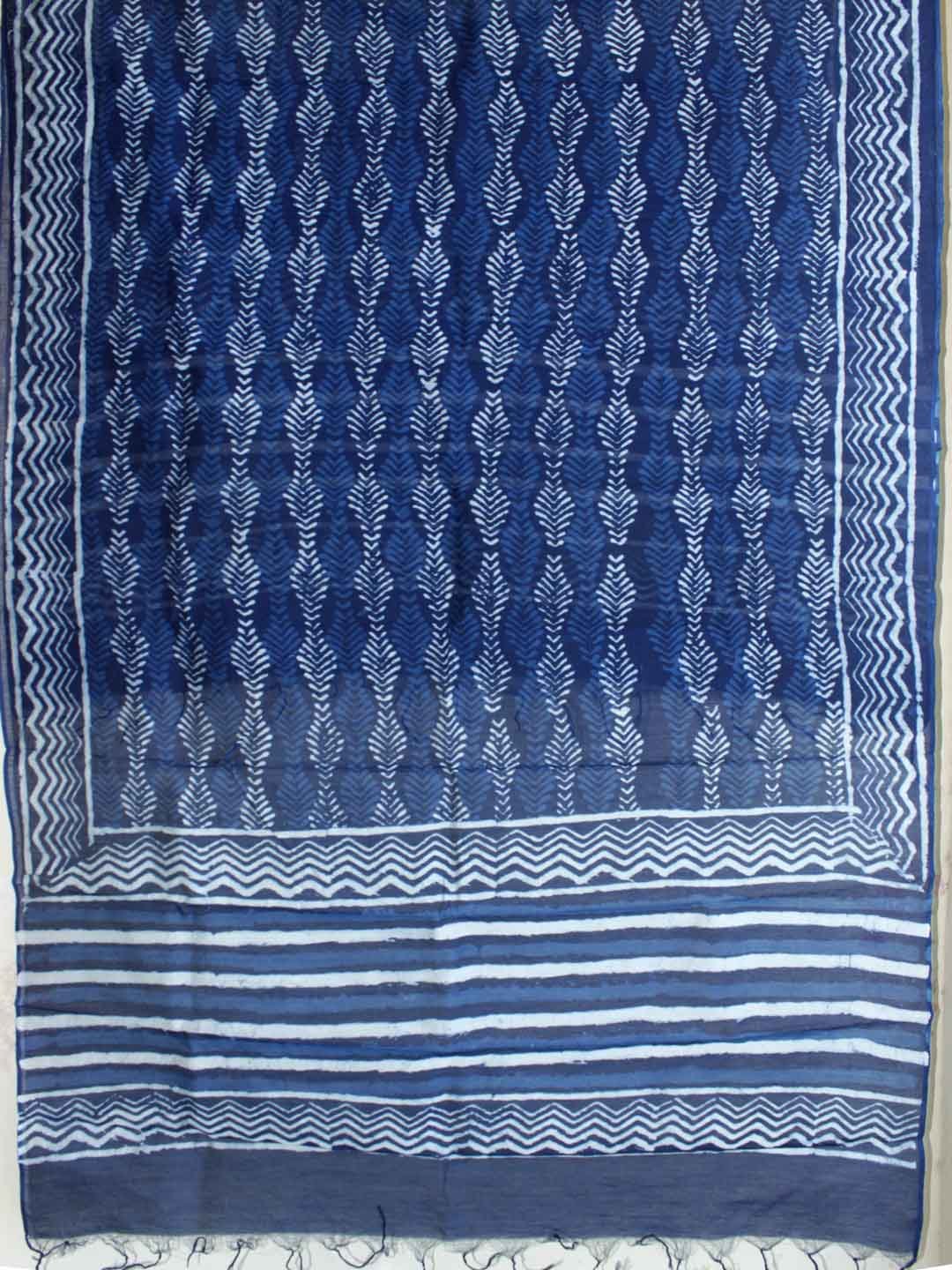 Dabu-indigo-block-printed-chanderi-Dupatta Dabu-indigo-block-printed-chanderi-Dupatta