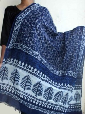 Dabu-printed-indigo-silk-cotton-dupatta