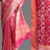 Dark Pink and golden Banarasi-Saree