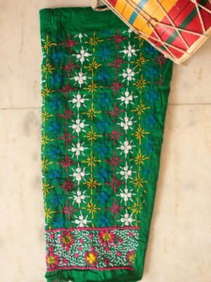 Dark-green-phulkari-salwar-fabric