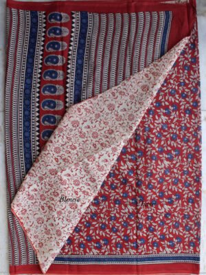 Dark-red-and-blue-bagru-printed-cotton-sari