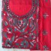 Dark-red,-green-and-white-kanthawork-cotton-ladies-kurta-fabric