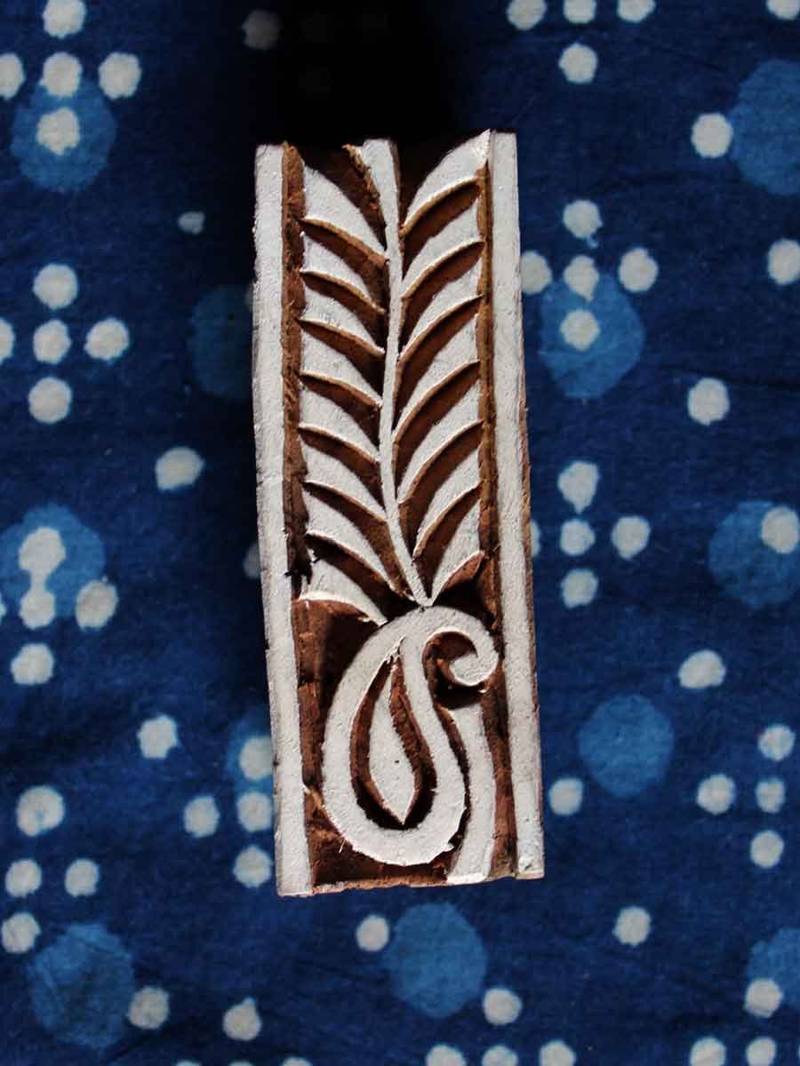 Engraved leaf Printing block Engraved leaf Printing block