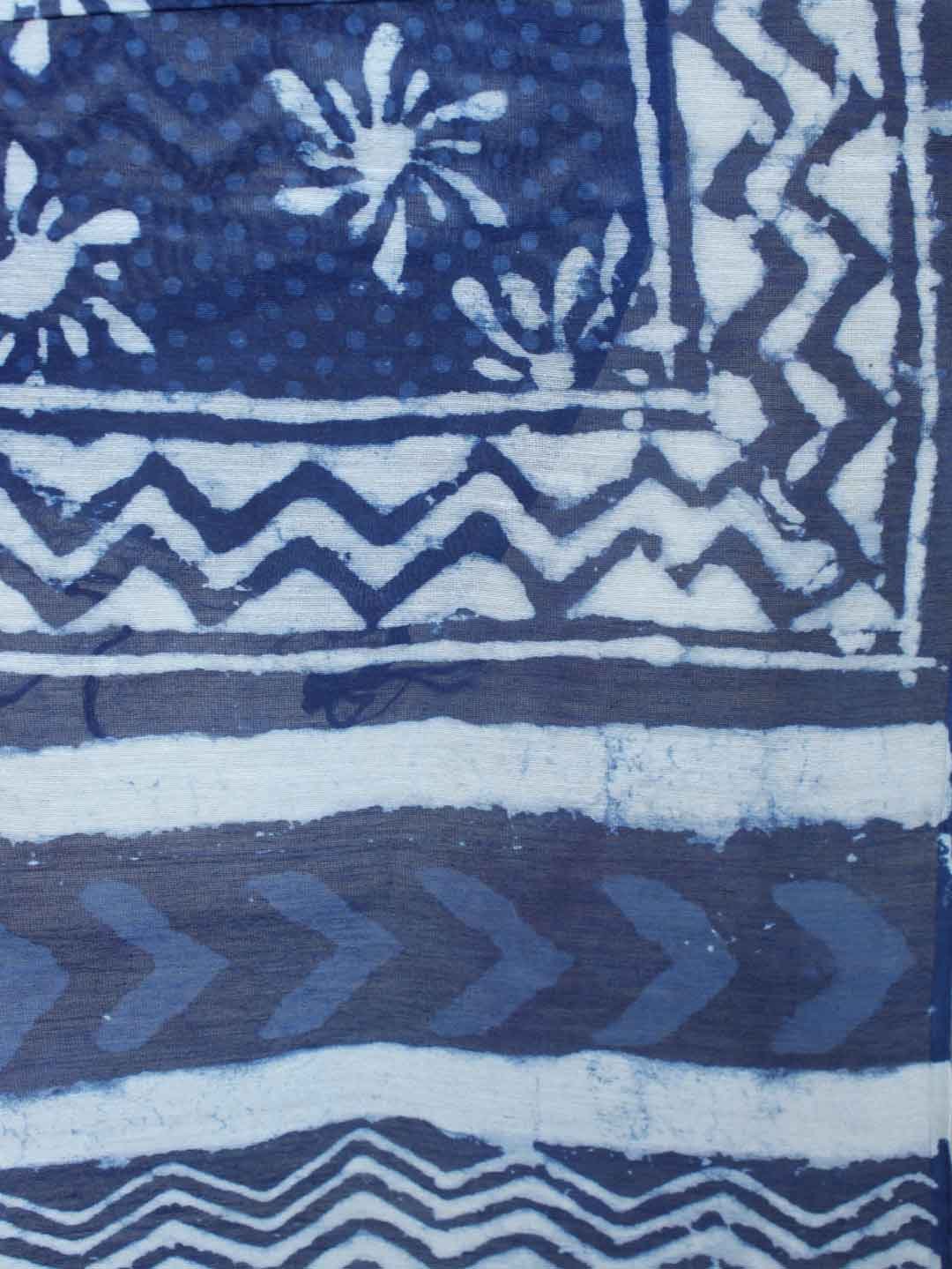 Floral-indigo-hand-block-printed-Silk-cotton-dupatta Floral-indigo-hand-block-printed-Silk-cotton-dupatta