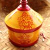 Ganesh-and-kalash-red,-yellow-wooden-sindur-dani