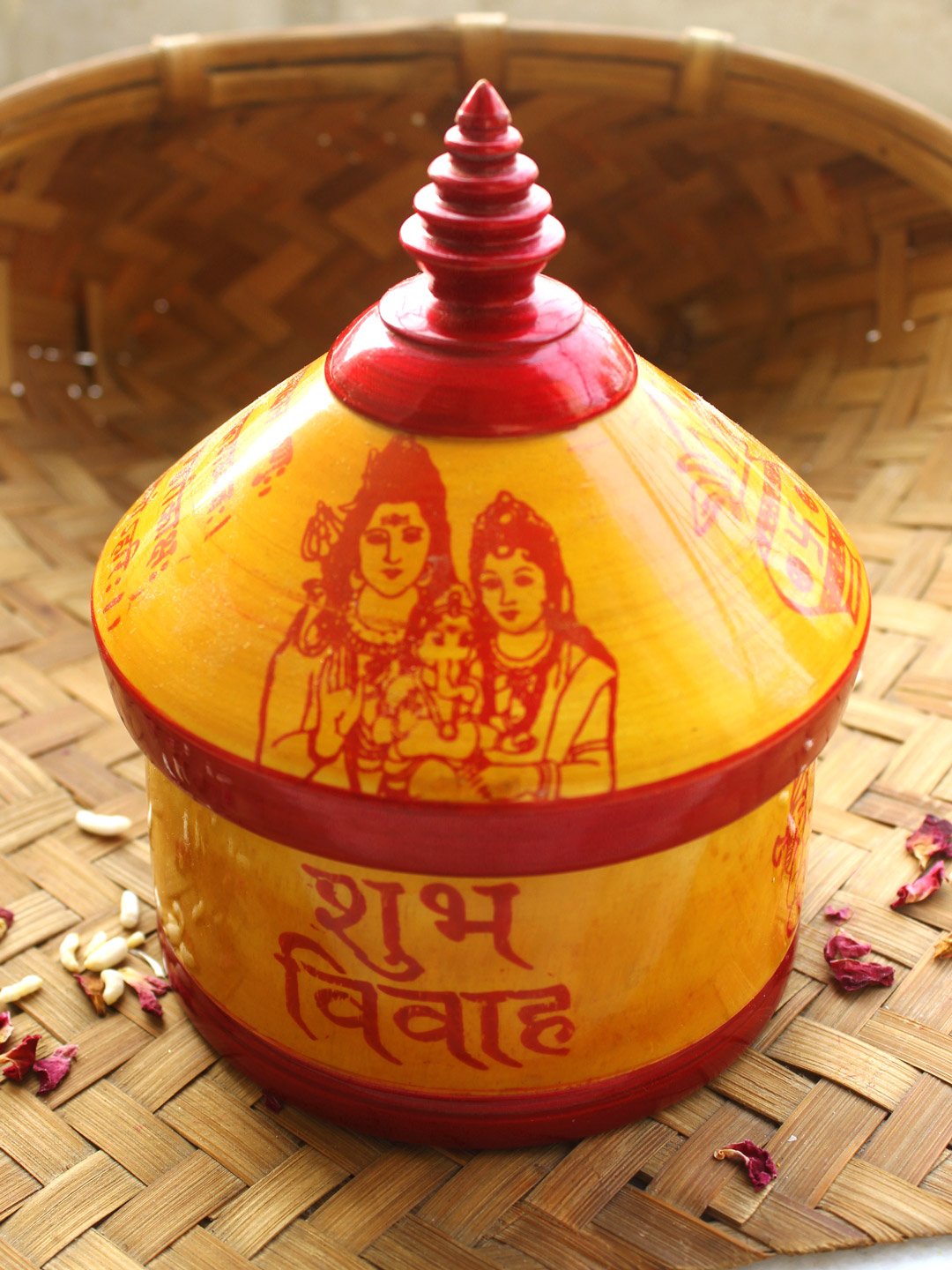 Ganesha-Vishnu-shlok-red-yellow-wooden-sindur-box