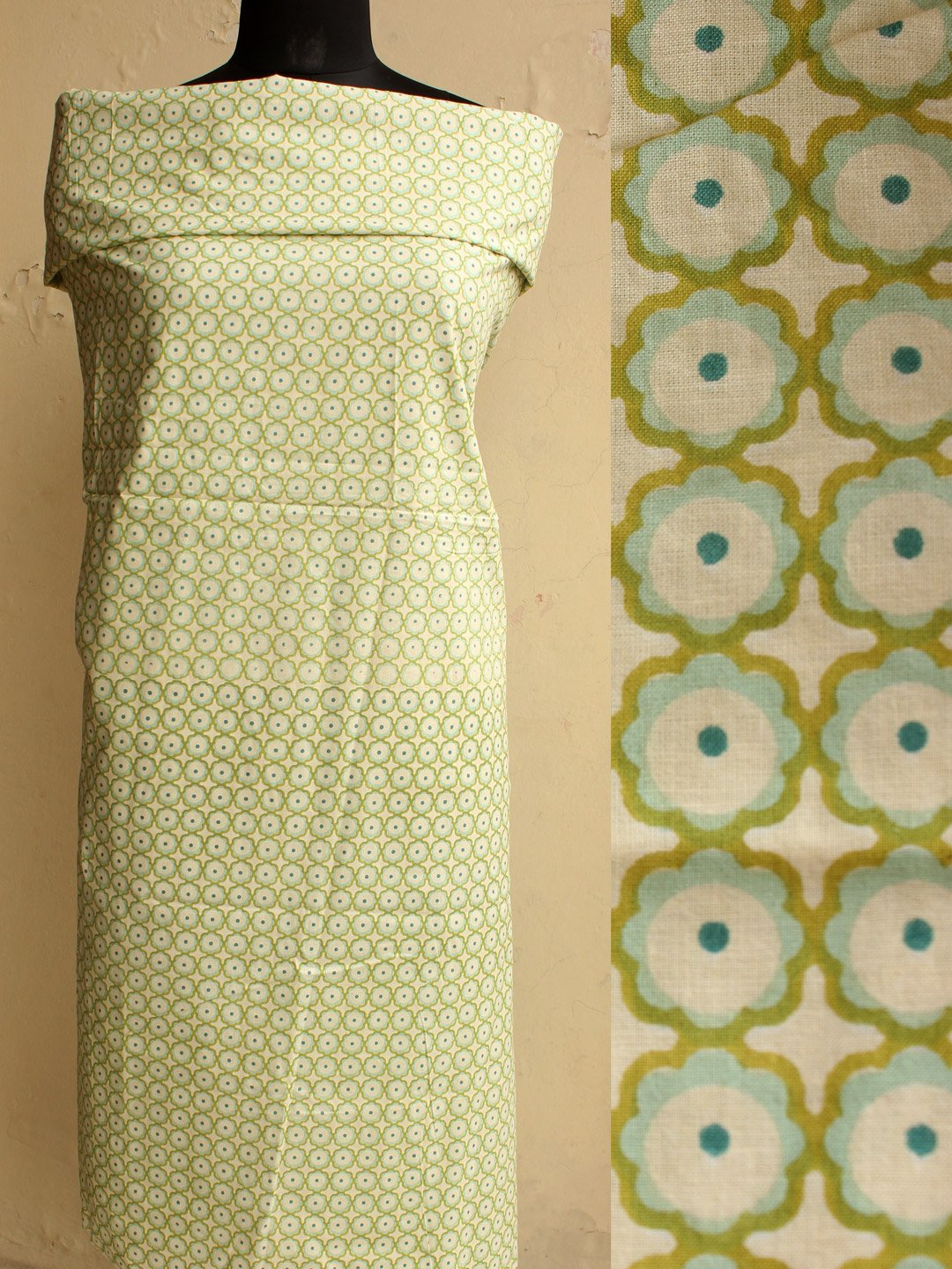 Green-Block-printed-cotton-fabric- Green-Block-printed-cotton-fabric-