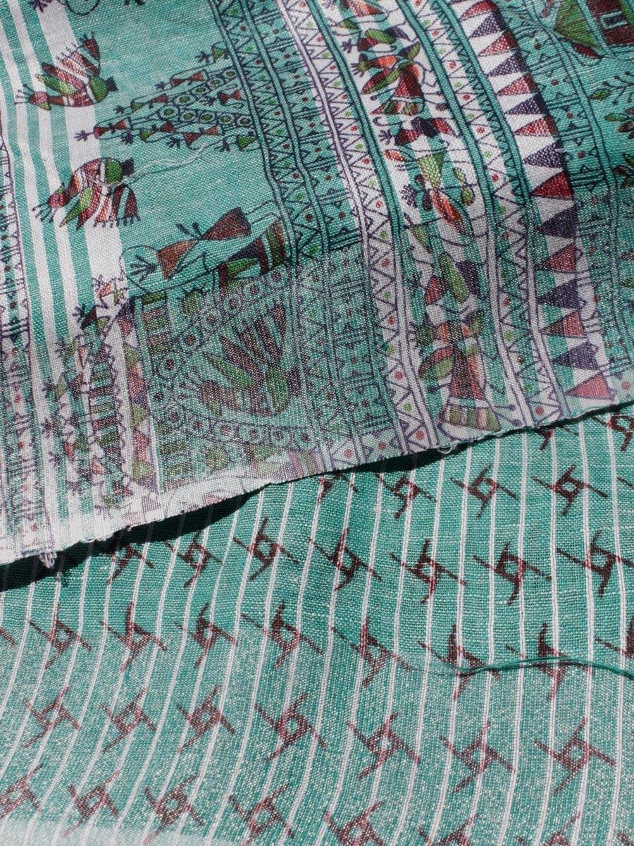 Green-and-coca-cola-red-warli-linen-saree Green-and-coca-cola-red-warli-linen-saree
