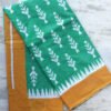 Green-and-yellow-block-printed-mul-cotton-saree