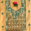 Green-black-kanthawork-on-beige-cotton-kurta-fabric