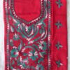 Green-kanthawork-Dark-red-cotton-kurta-fabric