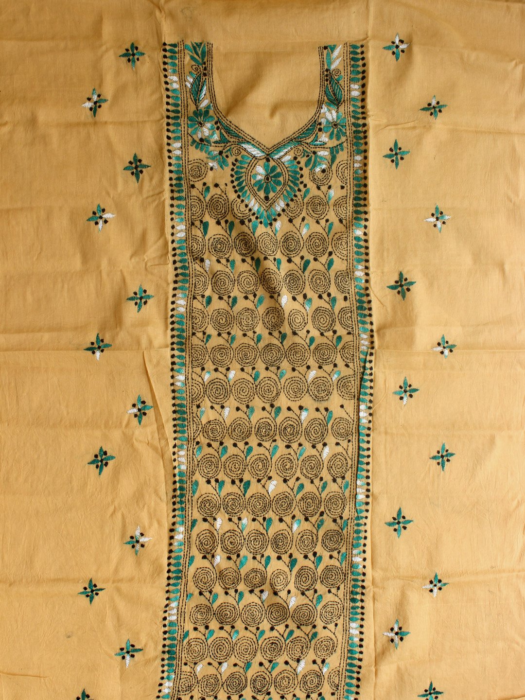 Green-white-kanthawork-on-beige-ladies-kurta