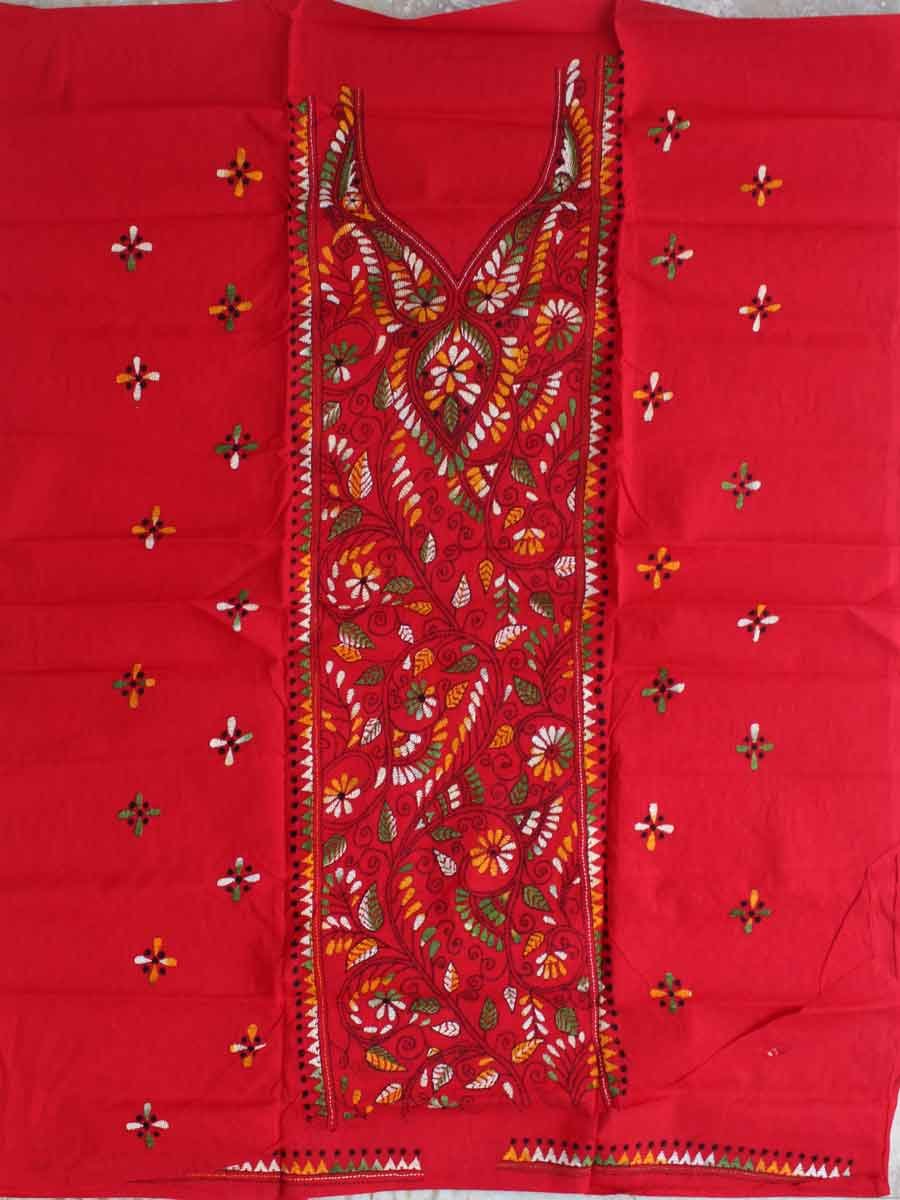 Green,-yellow,-white-on-red-kanthawork-cotton-kurta