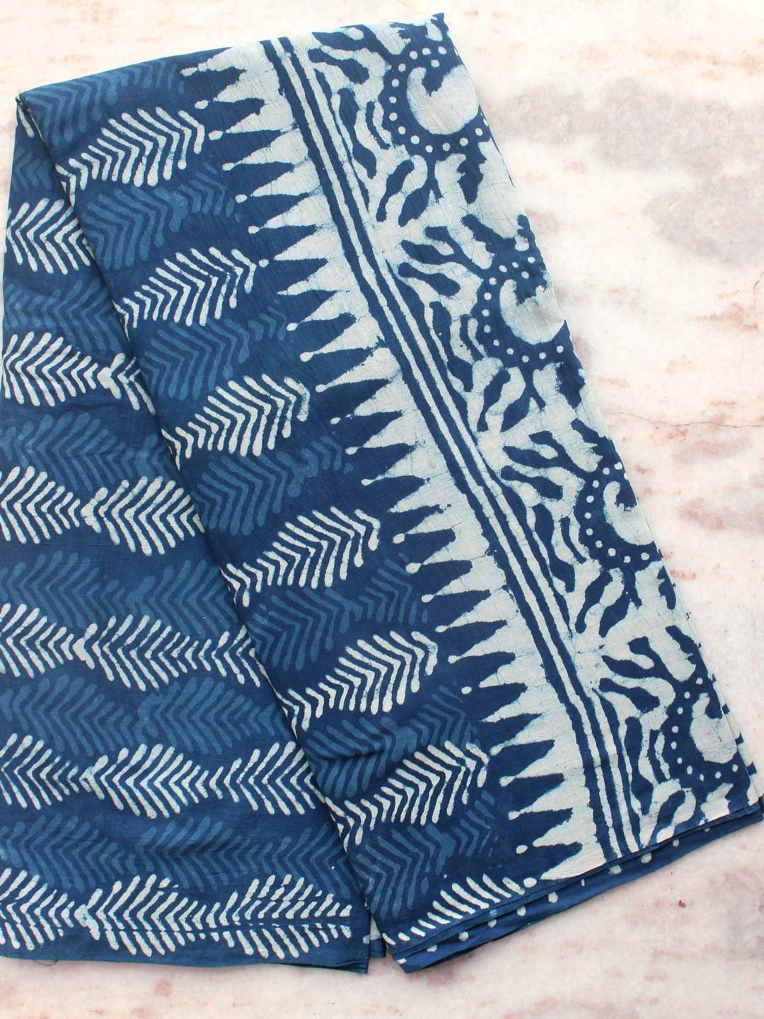 Indigo-dabu-block-print-mul-saree- Indigo-dabu-block-print-mul-saree-at Shilphaat.com