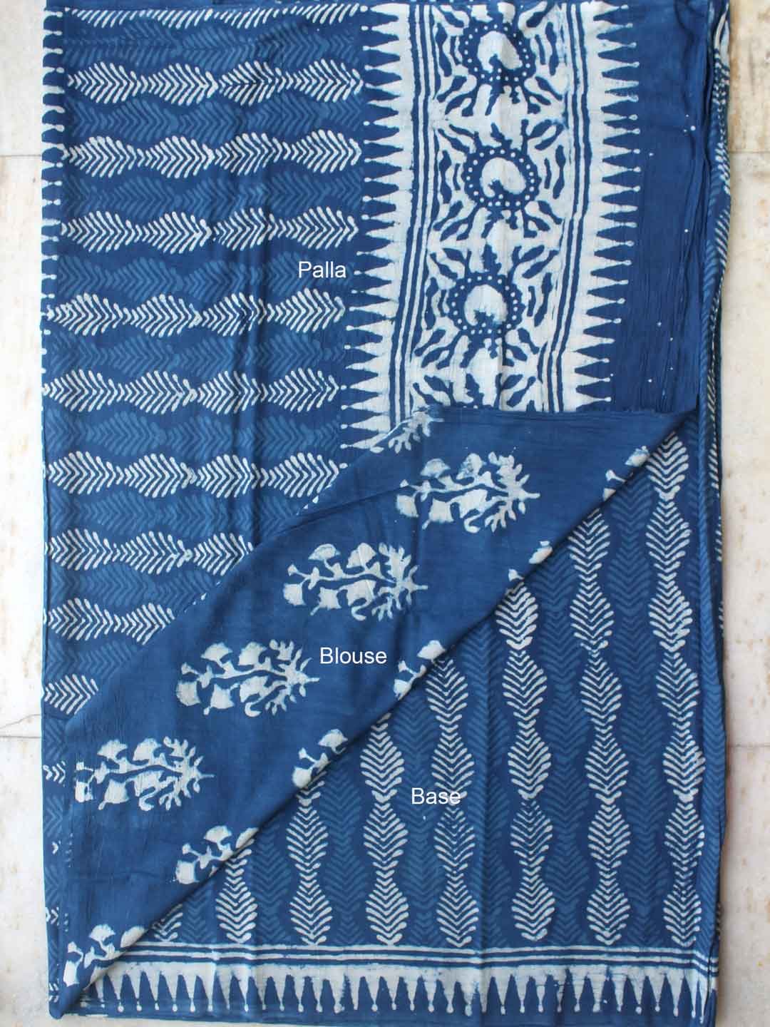 Indigo-dabu-block-print-soft-cotton-saree Indigo-dabu-block-print-soft-cotton-saree