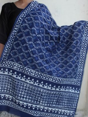 Indigo-dabu-block-printed-silk-cotton-dupatta-shilphaat