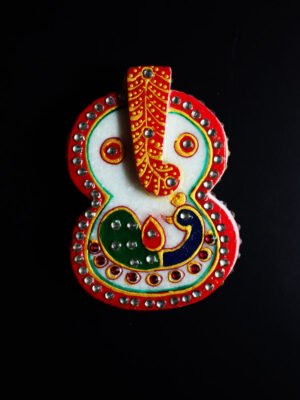 Kundanwork-peacock-design-marble-roli-chawal-box-