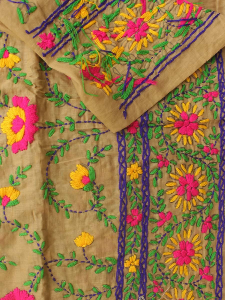 Light-brown-phulkari-cotton-pants-Shilphaat Light-brown-phulkari-cotton-pants-Shilphaat