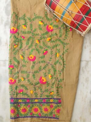 Light-brown-phulkari-punjabi-salwar-fabric