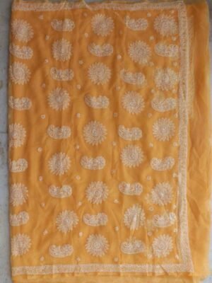Light-orange-lucknow-chikankari-sari