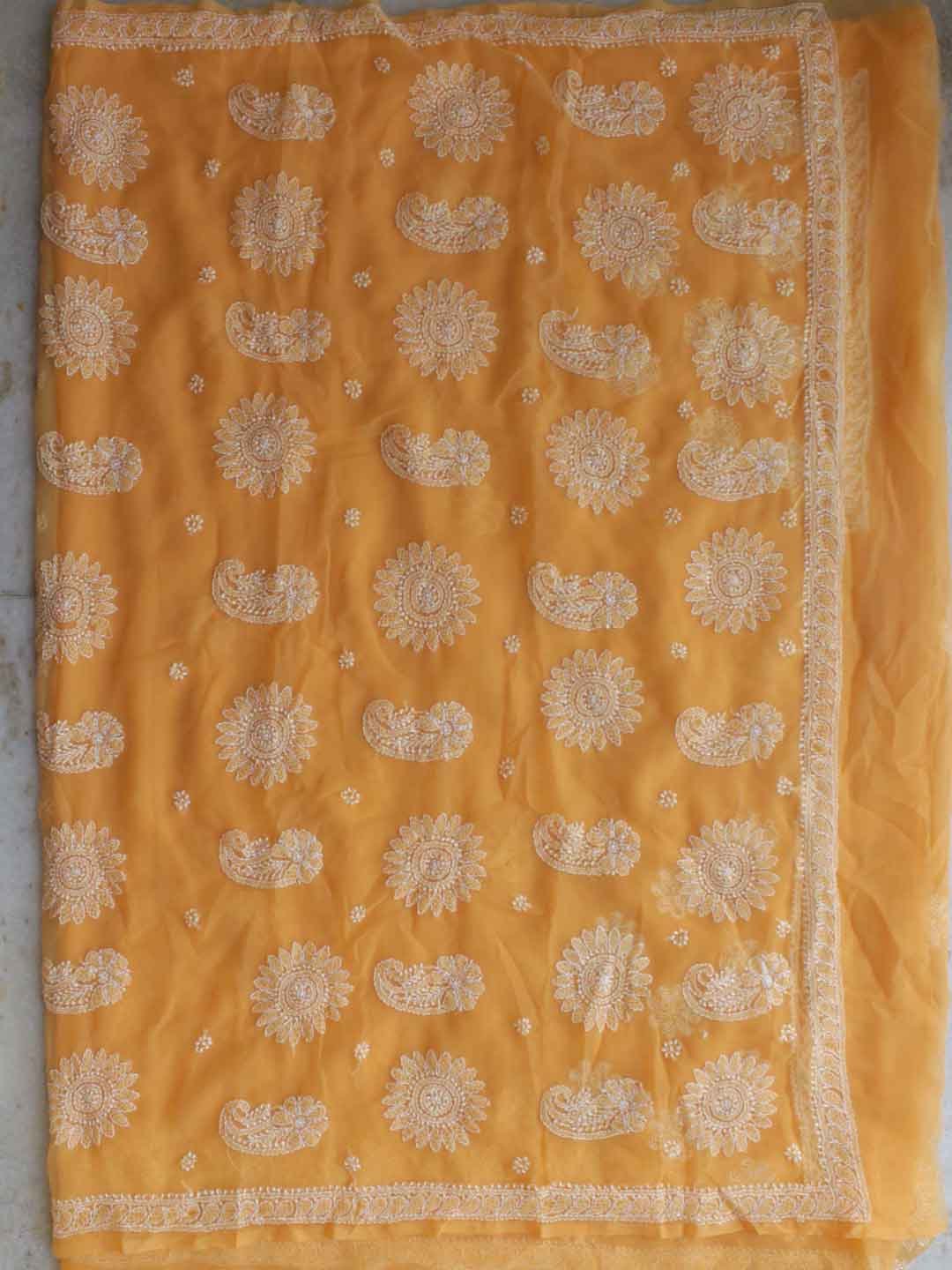 Light-orange-lucknow-chikankari-sari Light-orange-lucknow-chikankari-sari