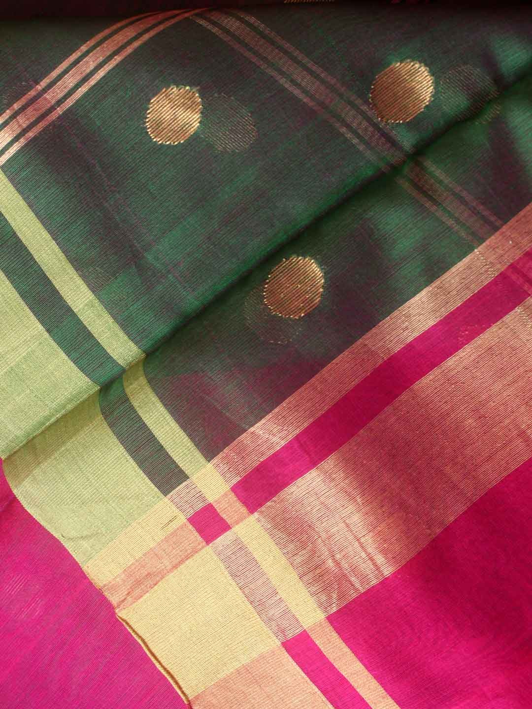 Magenta-and-green-asharfi-zari-pure-chanderi-saree