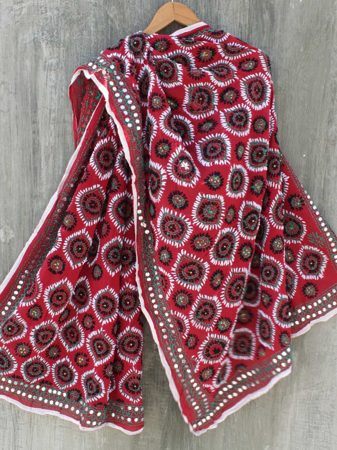 Maroon-Red-georgette-phulkari-dupatta Maroon-Red-georgette-phulkari-dupatta