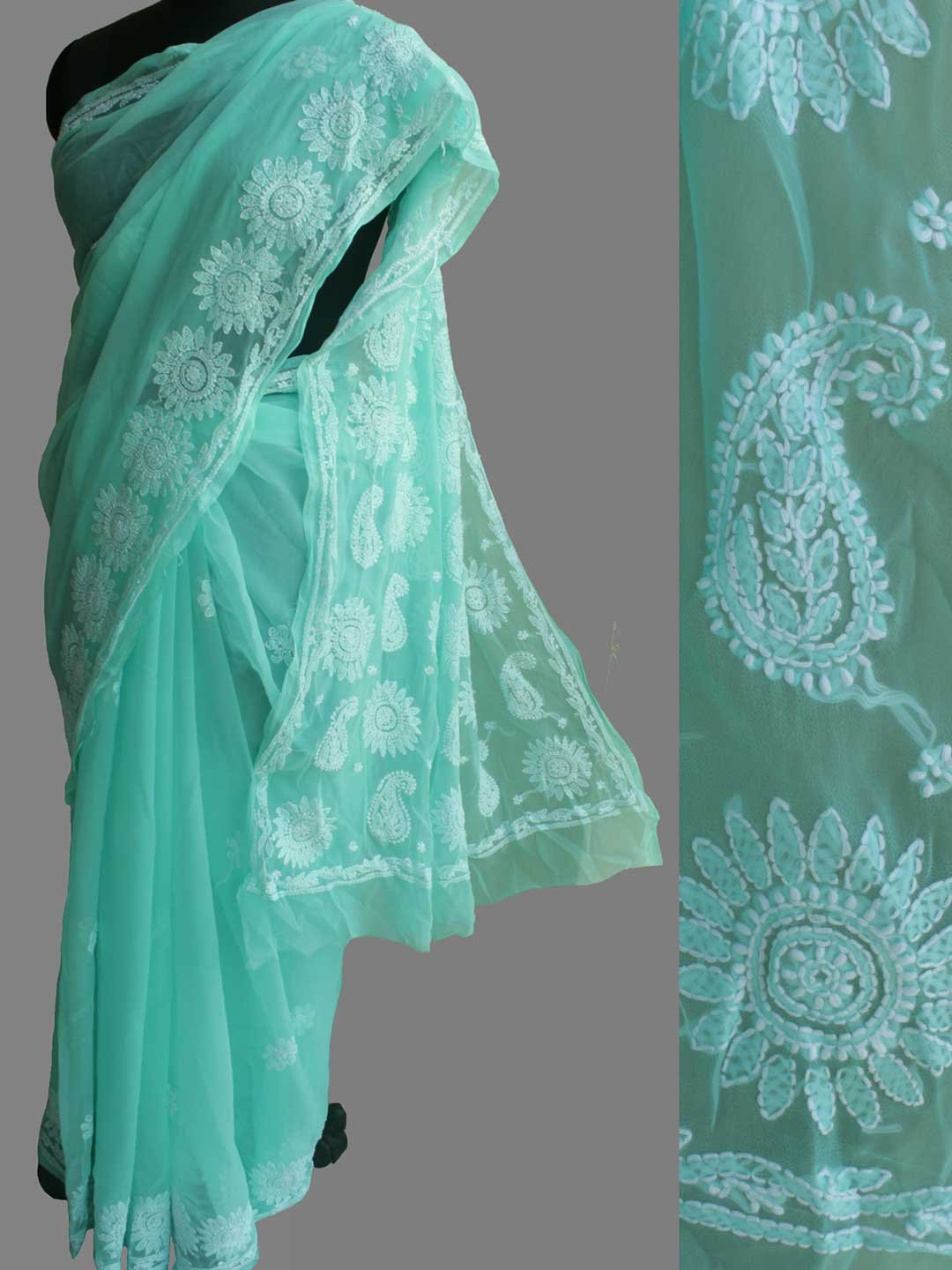 Mint-green-georgette-chikankari-saree Mint-green-georgette-chikankari-saree