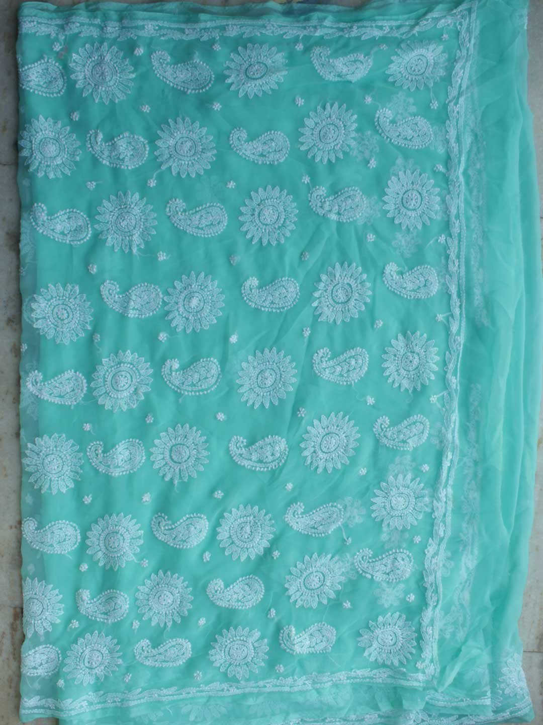 Mint-green-jorjet-chikankari-embroidered-saree Mint-green-jorjet-chikankari-embroidered-saree