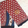 Off-white-and-red-block-printed-mul-cotton-sari at Shilphaat.com