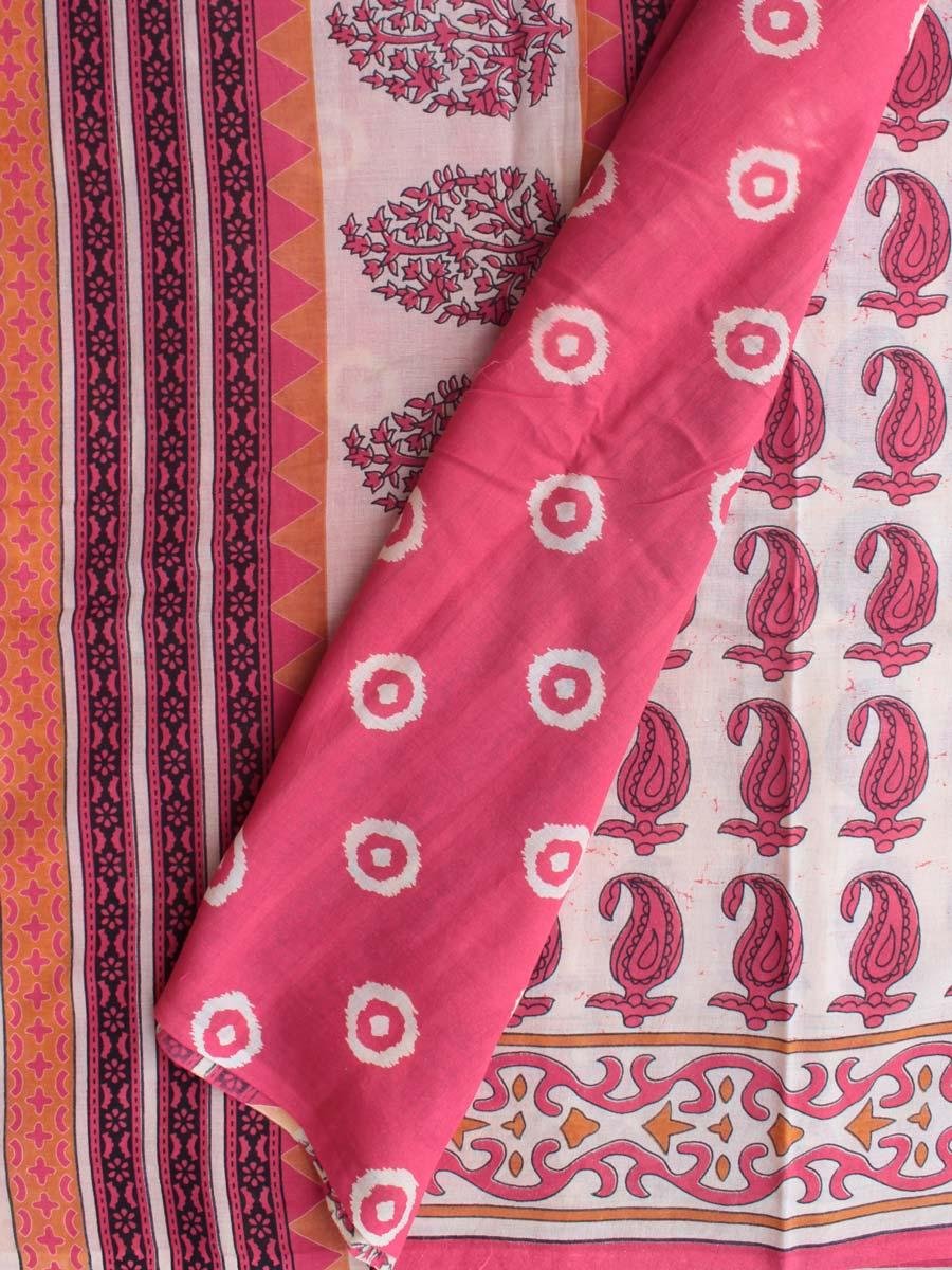 Off-white-and-ruby-pink-block-printed-cotton-saree.shilphaat Off-white-and-ruby-pink-block-printed-cotton-saree.shilphaat