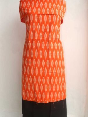 Orange-and-black-ikat-cotton-2pc-ladies-suit-set